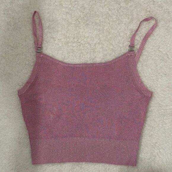 preloved chanel shimmer pink tank up SZ 40/L - Picture 1 of 7